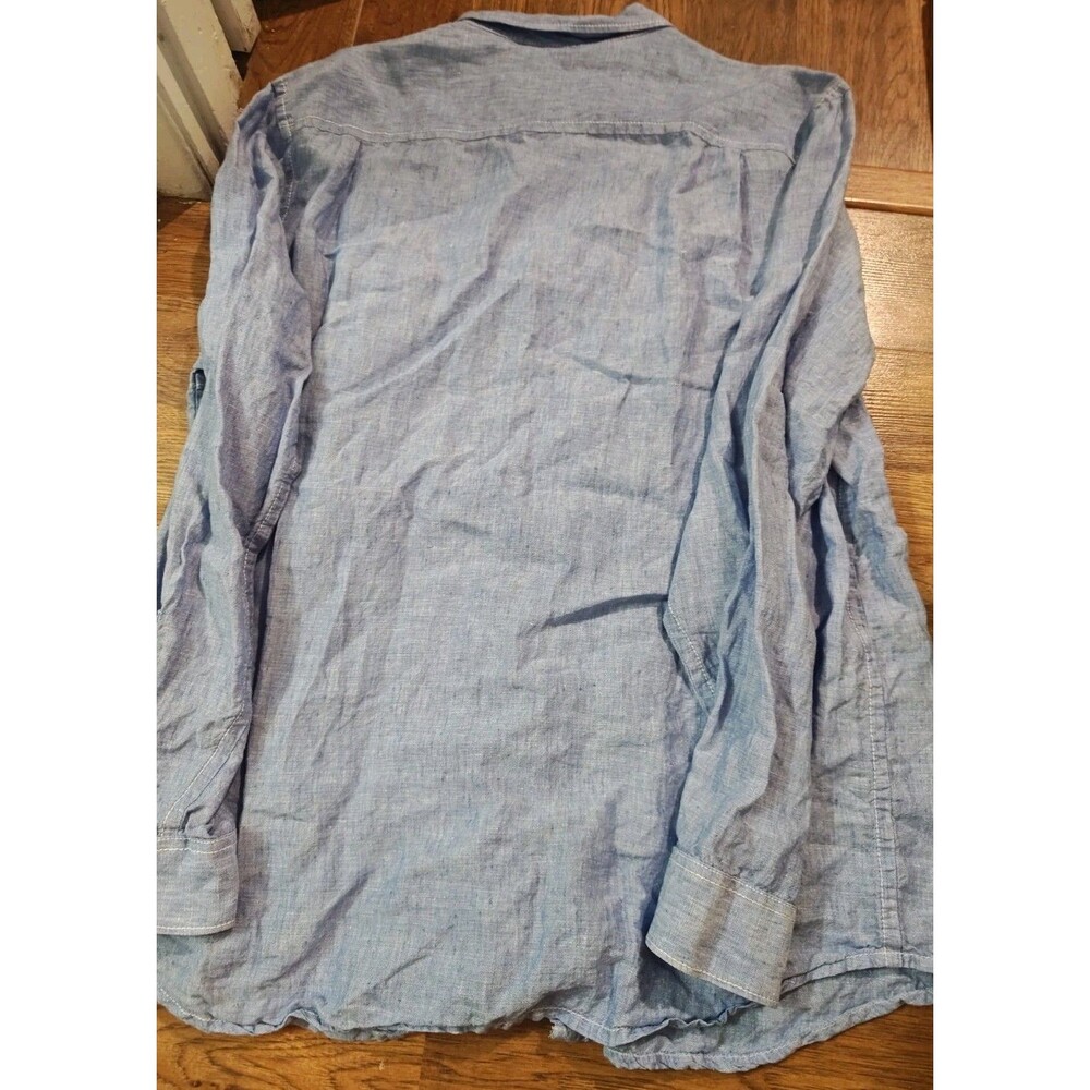 Tommy Bahama Men’s Large Blue Linen Long Sleeve Button-Up Shirt Pockets - Picture 7 of 7